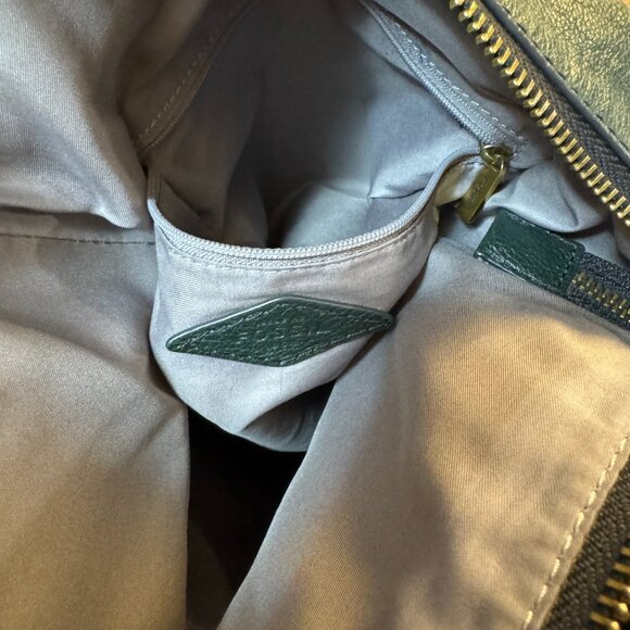 Fossil Green Leather Crosbody / Shoulder strap Bag Purse Textured Leather 13" - Picture 3 of 5